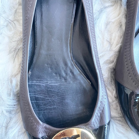 Brown Tory Burch Flats Black Cap Toe - Picture 3 of 6